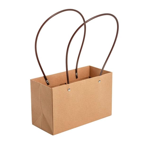 Flower Bouquet Bags |  Flower Carry Bag Kraft Brown Rectangle Pk5 (22×10.5x13cmH) Flower Bouquet Bags Flower Bouquet Bags