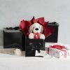 Gift Box With Lid |  Gift Box Extra Lge With Bow Flat Pack Black (250x250x245mmH) Gift Box With Lid Black