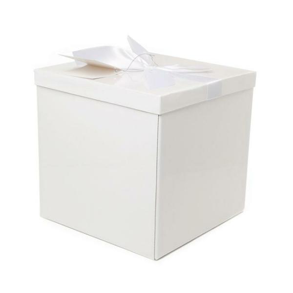 Gift Box With Lid |  Gift Box Extra Lge With Bow Flat Pack White (250x250x245mmH) Gift Box With Lid Gift Box With Lid