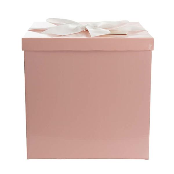 Gift Box With Lid |  Gift Box Jumbo With Bow Flat Pack Baby Pink (305x300x300mmH) Gift Boxes Gift Box With Lid