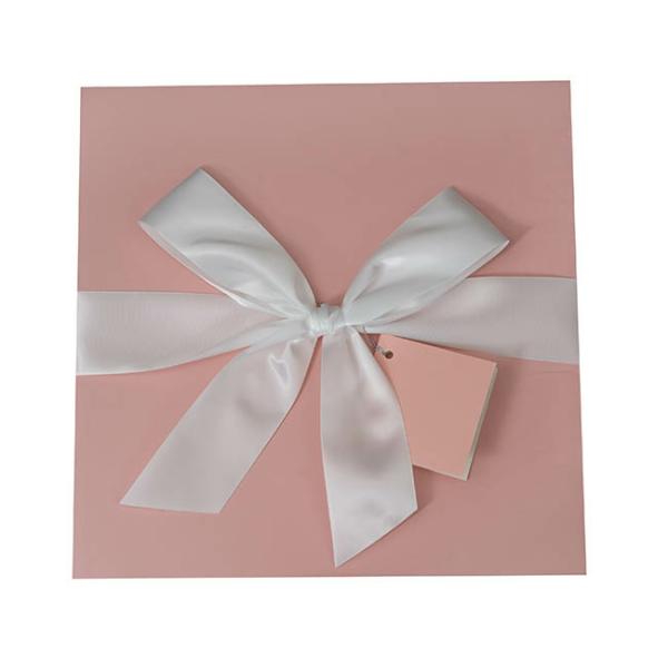 Gift Box With Lid |  Gift Box Jumbo With Bow Flat Pack Baby Pink (305x300x300mmH) Gift Boxes Gift Box With Lid