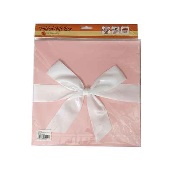 Gift Box With Lid |  Gift Box Jumbo With Bow Flat Pack Baby Pink (305x300x300mmH) Gift Boxes Gift Box With Lid