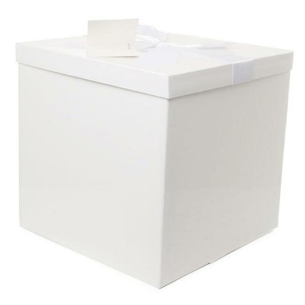 Gift Box With Lid |  Gift Box Jumbo With Bow Flat Pack White (305x300x300mmH) Gift Box With Lid Gift Box With Lid