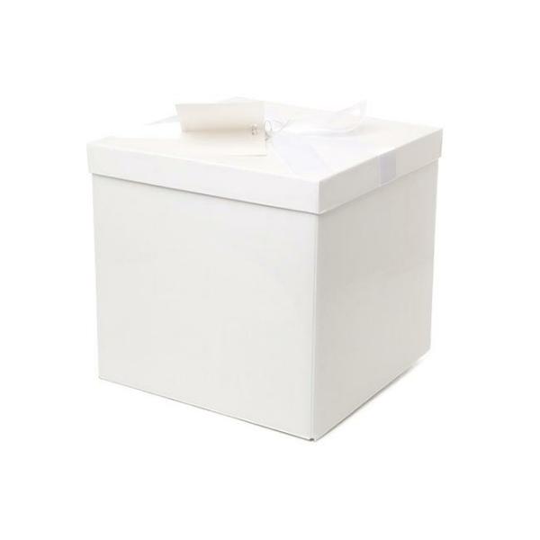 Gift Box With Lid |  Gift Box Large With Bow Flat Pack White (224x224x215mmH) Gift Box With Lid Gift Box With Lid