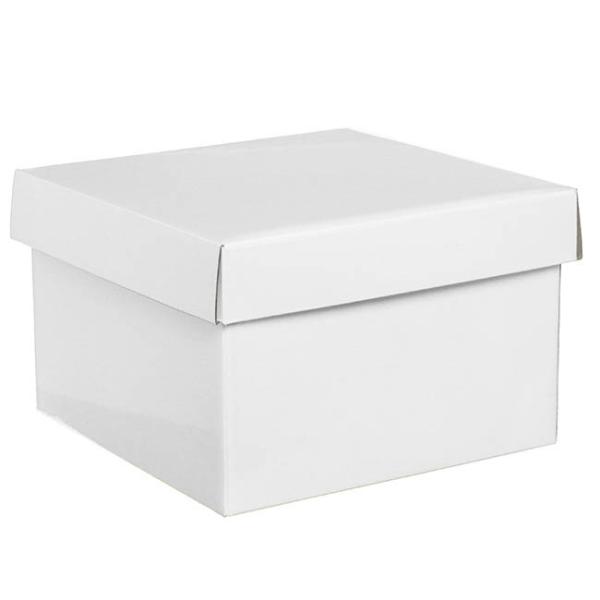 Gift Box With Lid |  Gift Box With Lid Large Flat Pack Gloss White (22x14cmH) Gift Box With Lid Gift Box With Lid