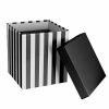 Gift Box With Lid |  Gift Box With Lid Tall Stripes Black And White (22x22x25cmH) Gift Box With Lid Black