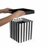 Gift Box With Lid |  Gift Box With Lid Tall Stripes Black And White (22x22x25cmH) Gift Box With Lid Black