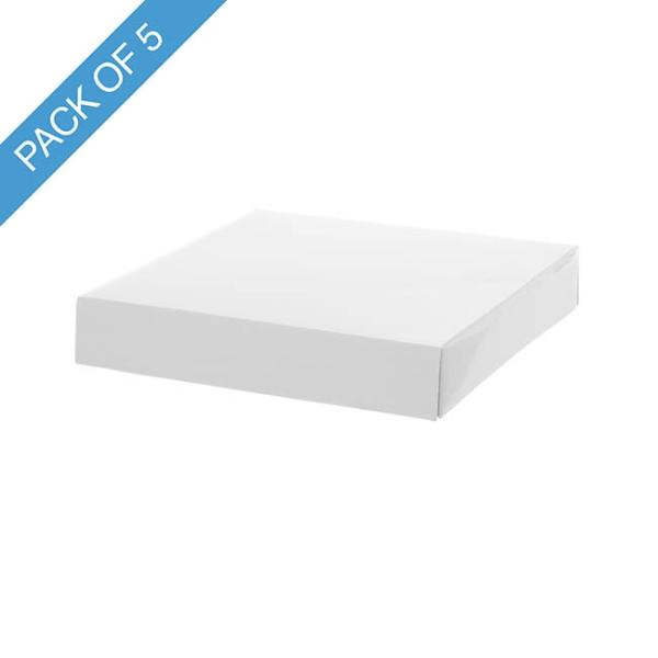 Gift Box With Lid |  Posy Box Lid Large Gloss White Pack 5 (22x22x4cmH) Gift Box With Lid Gift Box With Lid