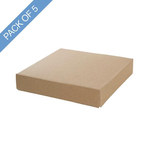 Gift Box With Lid |  Posy Box Lid Large Kraft Brown Pack 5 (22x22x4cmH) Gift Box With Lid Gift Box With Lid