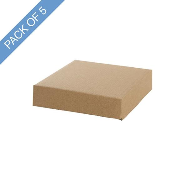 Gift Box With Lid |  Posy Box Lid Medium Kraft Brown Pack 5 (16.5×16.5x4cmH) Gift Box With Lid Gift Box With Lid