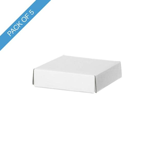 Gift Box With Lid |  Posy Box Lid Mini Gloss White Pack 5 (14x14x3.5cmH) Gift Box With Lid Gift Box With Lid