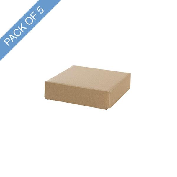 Gift Box With Lid |  Posy Box Lid Mini Matte Kraft Pack 5 (14x14x3.5cmH) Gift Box With Lid Gift Box With Lid