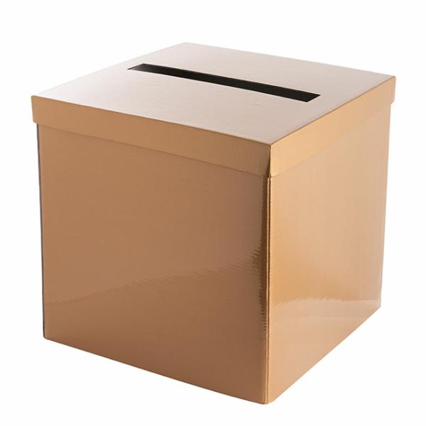 Gift Box With Lid |  Wishing Well Card Box Flat Pack Gold (305x305x300mmH) Gift Box With Lid Gift Box With Lid