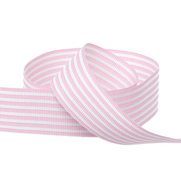 Grosgrain Ribbons |  Grosgrain Fine Stripes Ribbon Baby Pink (25mmx20m) Fabric & Paper Ribbons Grosgrain Ribbons