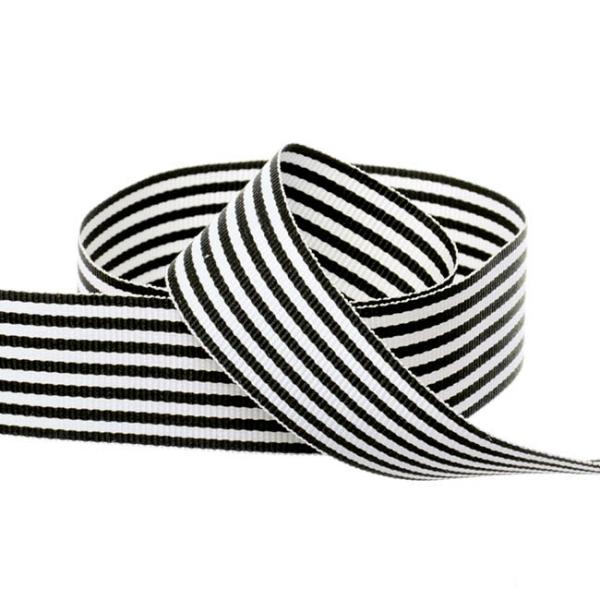 Grosgrain Ribbons |  Grosgrain Fine Stripes Ribbon Black (25mmx20m) Fabric & Paper Ribbons Black