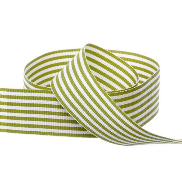 Grosgrain Ribbons |  Grosgrain Fine Stripes Ribbon Moss (25mmx20m) Fabric & Paper Ribbons Green