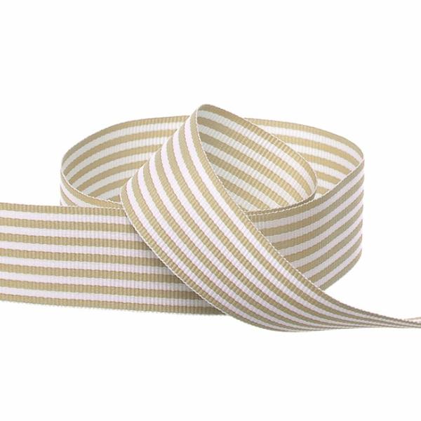 Grosgrain Ribbons |  Grosgrain Fine Stripes Ribbon Natural (25mmx20m) Fabric & Paper Ribbons Grosgrain Ribbons