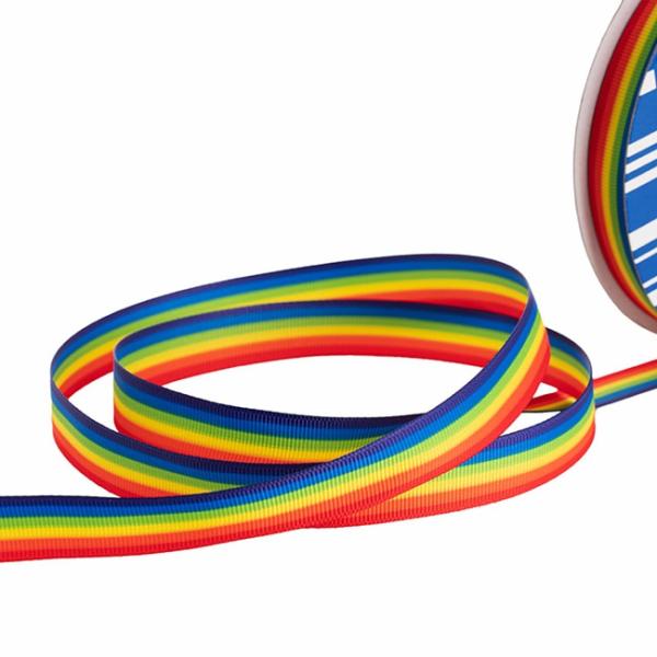 Grosgrain Ribbons |  Grosgrain Stripe Rainbow Ribbon (15mmx25m) Fabric & Paper Ribbons Assorted Colours