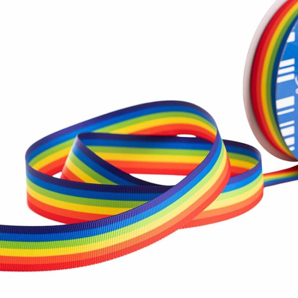 Grosgrain Ribbons |  Grosgrain Stripe Rainbow Ribbon (25mmx25m) Fabric & Paper Ribbons Assorted Colours