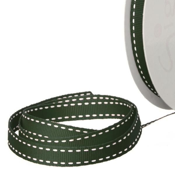 Grosgrain Ribbons |  Ribbon Grosgrain Saddle Stitch Dark Green (10mmx20m) Fabric & Paper Ribbons Green