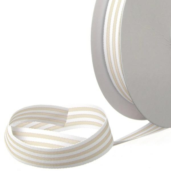 Grosgrain Ribbons |  Ribbon Grosgrain Stripes Natural (15mmx20m) Fabric & Paper Ribbons Grosgrain Ribbons