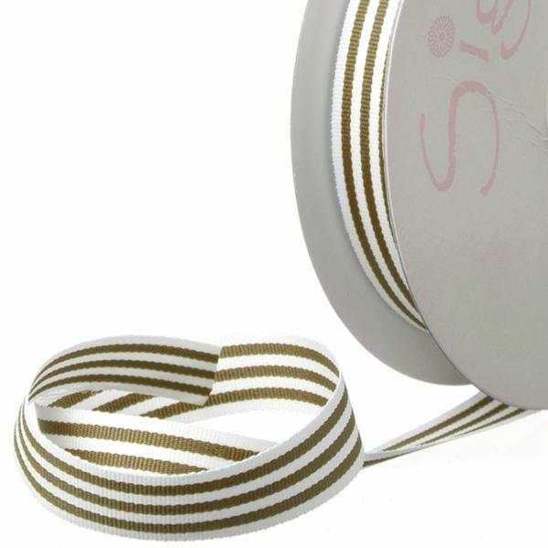 Grosgrain Ribbons |  Ribbon Grosgrain Stripes Olive (15mmx20m) Fabric & Paper Ribbons Green