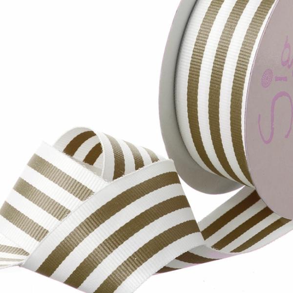 Grosgrain Ribbons |  Ribbon Grosgrain Stripes Olive (38mmx20m) Fabric & Paper Ribbons Green