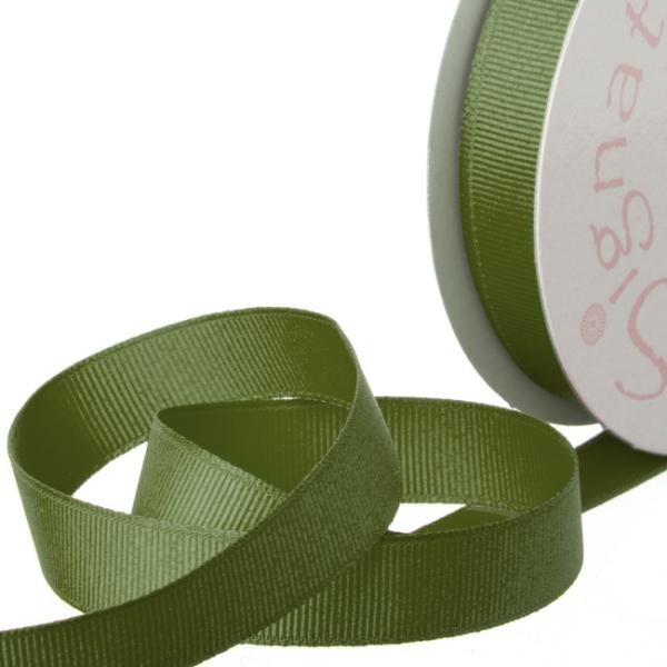 Grosgrain Ribbons |  Ribbon Plain Grosgrain Olive (15mmx20m) Fabric & Paper Ribbons Green