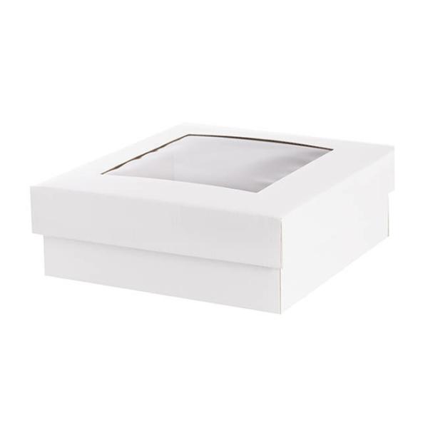 Hamper Boxes |  Gourmet Grazing Gift Box Window Sq White (28x28x9cmH) Acrylic & Pvc Display Gift Box Acrylic & Pvc Display Gift Box