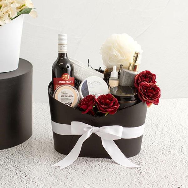 Hamper Boxes |  Hamper Bucket Oval Large Black (32x22x23.5cmH) Gift Boxes Black