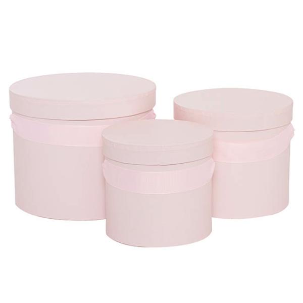 Hat Boxes |  Flower Hat Box Ribbon Round Set 3 Baby Pink (18.5cmx15cmH) Gift Boxes Hat Boxes