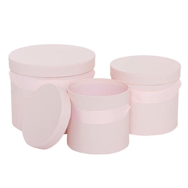 Hat Boxes |  Flower Hat Box Ribbon Round Set 3 Baby Pink (18.5cmx15cmH) Gift Boxes Hat Boxes