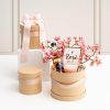 Hat Boxes |  Flower Hat Box Ribbon Round Set 3 Brown Kraft (18.5cmx15cmH) Gift Boxes Hat Boxes