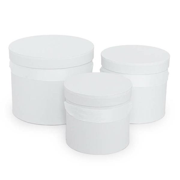 Hat Boxes |  Flower Hat Box With Ribbon Round Set 3 White (18.5cmx15cmH) Gift Boxes Hat Boxes