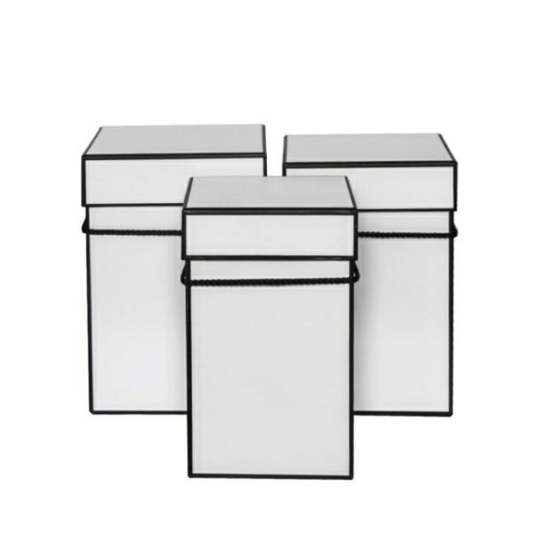 Hat Boxes |  Gift Flower Box Deluxe Square Silhouette White (18x25cmH) S3 Gift Boxes Hat Boxes