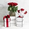 Hat Boxes |  Gift Flower Box Deluxe Square Silhouette White (18x25cmH) S3 Gift Boxes Hat Boxes