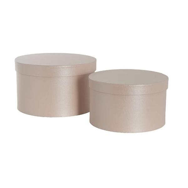 Hat Boxes |  Gift Flower Box Ribbed Round Blush Pink Set 2 (24×14.5Hcm) Gift Boxes Hat Boxes