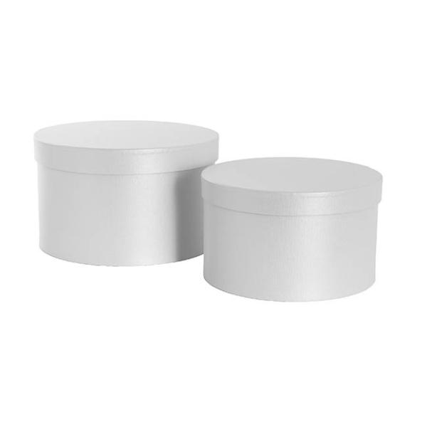 Hat Boxes |  Gift Flower Box Ribbed Round Warm White Set 2 (24×14.5Hcm) Gift Boxes Hat Boxes