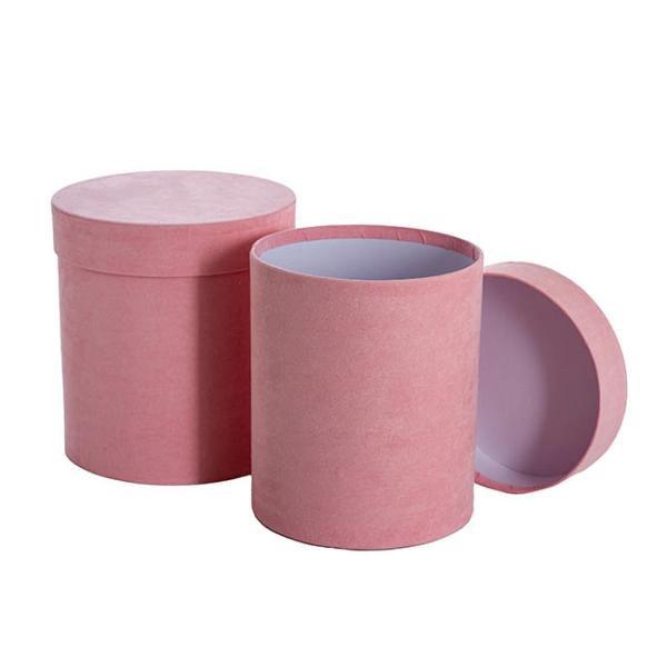 Hat Boxes |  Hat Gift Box Deluxe Suede Pink Set 2 (20Dx22cmH) Gift Boxes Hat Boxes