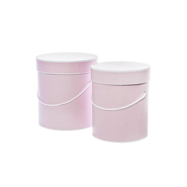 Hat Boxes |  Hat Gift Box Deluxe With Handle Baby Pink (20Dx22cmH) Set 2 Gift Boxes Hat Boxes