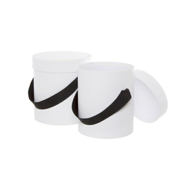 Hat Boxes |  Hat Gift Box Deluxe With Handle White (20Dx22cmH) Set 2 Gift Boxes Hat Boxes