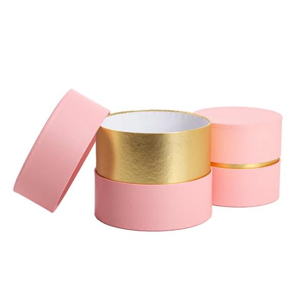 Hat Boxes |  Luxe Hat Gift Box Pink With Gold Insert Set 2 (18.5Dx15cmH) Gift Boxes Hat Boxes