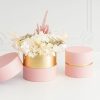 Hat Boxes |  Luxe Hat Gift Box Pink With Gold Insert Set 2 (18.5Dx15cmH) Gift Boxes Hat Boxes