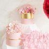 Hat Boxes |  Luxe Hat Gift Box Pink With Gold Insert Set 2 (18.5Dx15cmH) Gift Boxes Hat Boxes