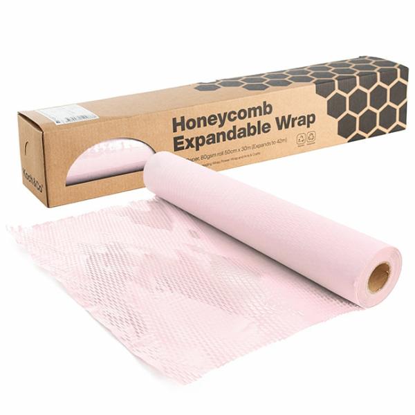 Honeycomb Wrap |  Kraft Paper Honeycomb Expandable Roll Baby Pink (50cmx30m) Honeycomb Wrap Honeycomb Wrap