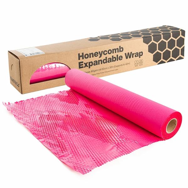 Honeycomb Wrap |  Kraft Paper Honeycomb Expandable Roll Hot Pink (50cmx30m) Honeycomb Wrap Honeycomb Wrap