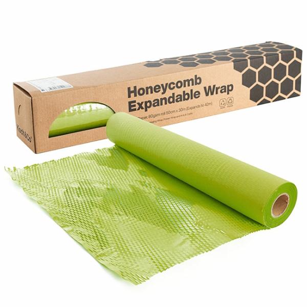 Honeycomb Wrap |  Kraft Paper Honeycomb Expandable Roll Moss Green (50cmx30m) Honeycomb Wrap Green