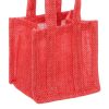 Jute Gift Bags |  Natural Jute Posy Bag Plastic Liner Red 13.5×13.5×13.5cmH Gift Bags Jute Gift Bags