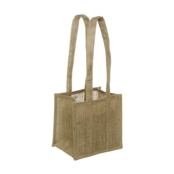 Jute Gift Bags |  Natural Jute Posy Bag With Plastic Liner (19x19x15cmH) Gift Bags Jute Gift Bags