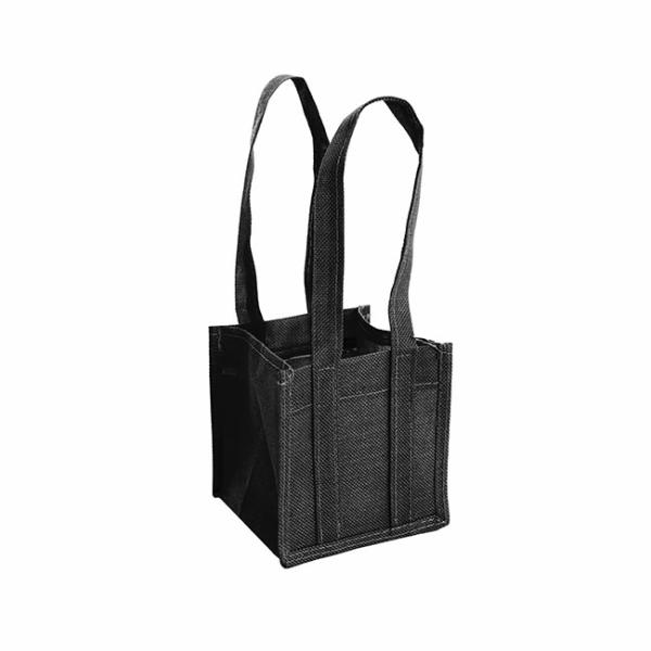 Jute Gift Bags |  Poly Flax Jute Posy Bag w Liner Black (15x15x14cmH) Gift Bags Black